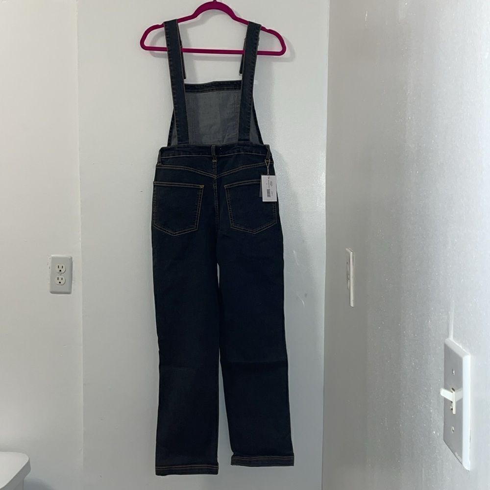 NWT WEWOREWHAT women’s size 2 straight tapered adjustable long overall jeans - Picture 3 of 15